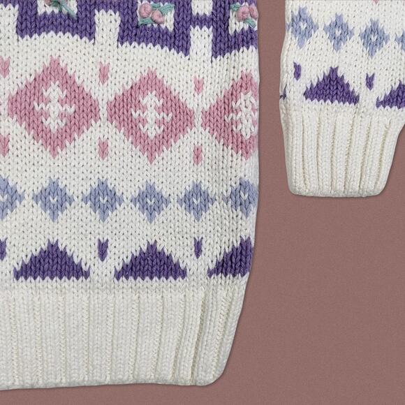 Vintage Grandma ski sweater pastel mock neck turtleneck koret Size Medium - Picture 2 of 4